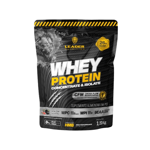Whey Protein Concentrado e Isolado Refil 1,8kg Leader Nutrition Açai com Guaraná