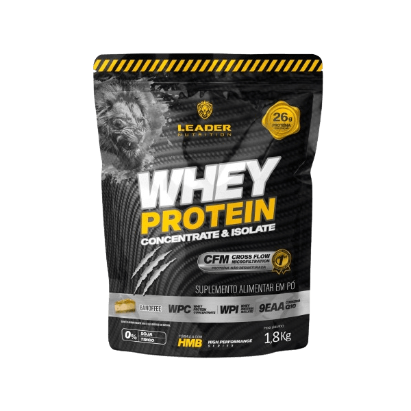 Whey Protein Concentrado e Isolado Refil 1,8kg Leader Nutrition Banoffee