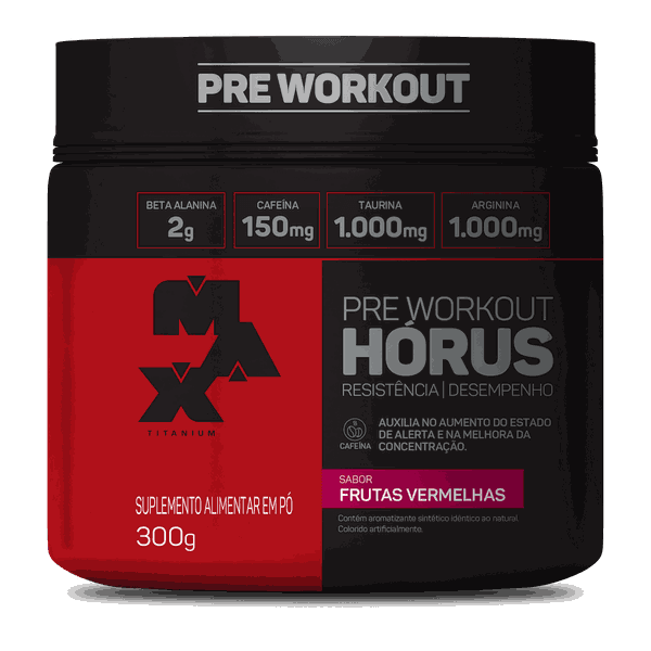 Hórus Pré Workout 300g Max Titanium Frutas Vermelhas
