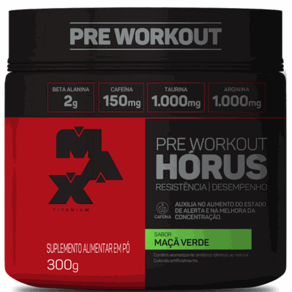 Hórus Pré Workout 300g Max Titanium Maça Verde