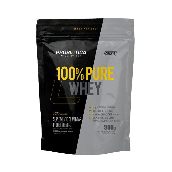 Whey 100% Pure Whey Refil 900g Probiótica Chocolate