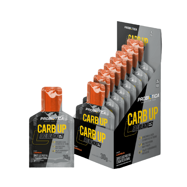 Carb UP Gel Black com Cafeína 1 Sachê de 30g Probiótica Laranja