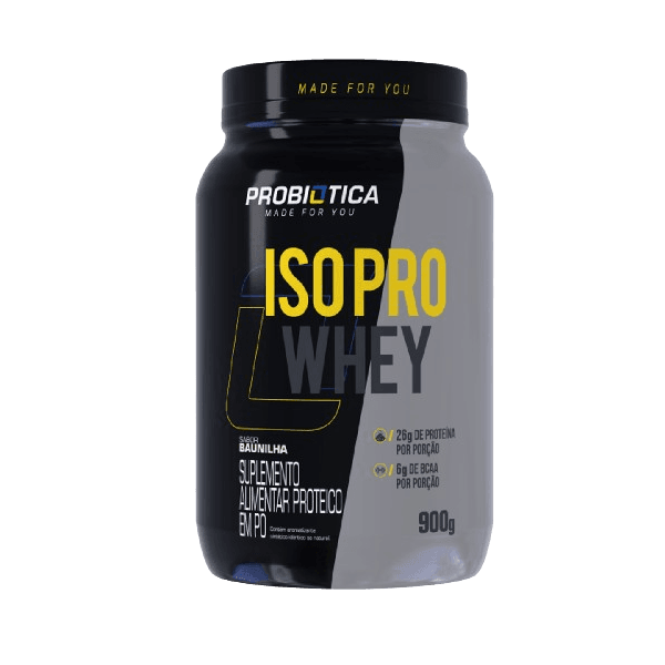 Whey IsoPro Whey Isolado Pote 900g Probiótica Baunilha