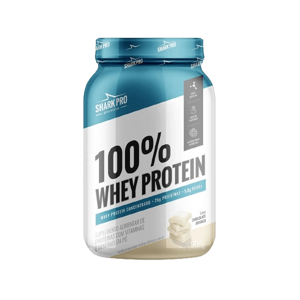 100% Whey Protein Pote 900g Shark Pro Chocolate Branco