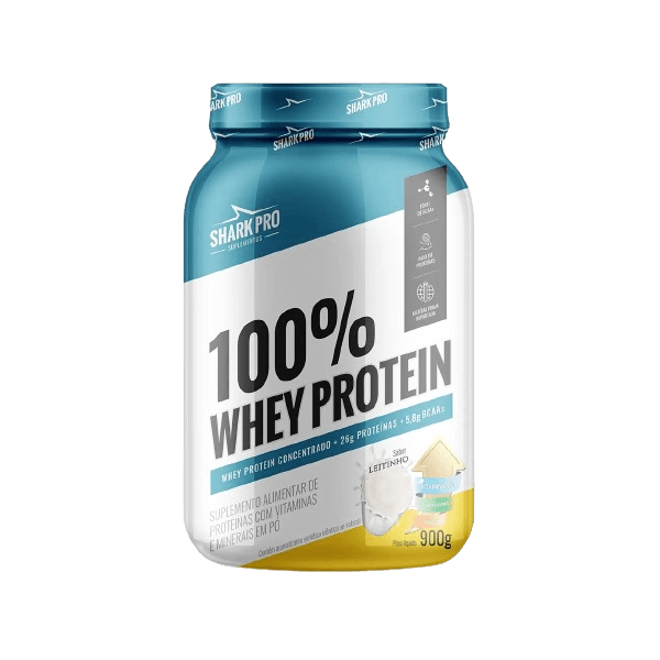 100% Whey Protein Pote 900g Shark Pro Leitinho