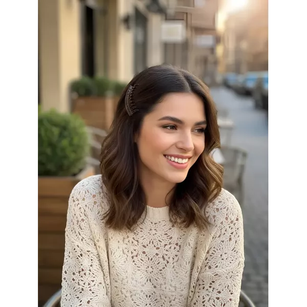 Pente curto de Acetato preto e marrom 2,5 x 6,0 cm N-310752 NR