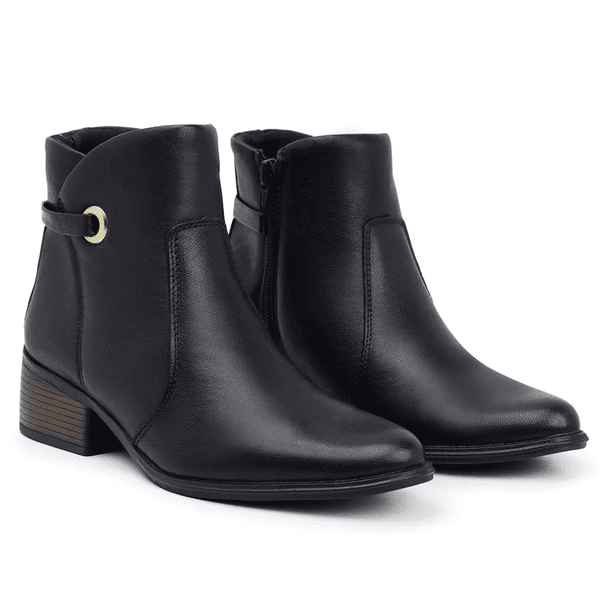 Bota Feminina Ana Soft Cano Curto Pelica Preta