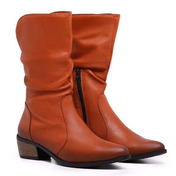 Bota Feminina Samara salto 3,5 couro legítimo Topázio 