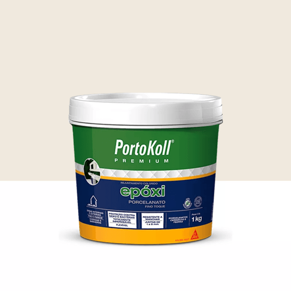 Rejunte Epóxi Porcelanato - Portokoll - Cinza Platina 1KG 