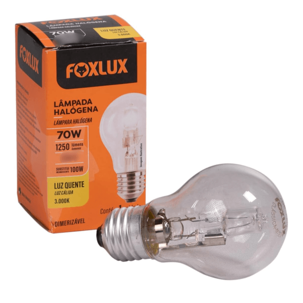 Lâmpada Halogena 2700k 70w luz amarela Bocal E-27