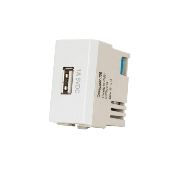 Modulo Carregador Usb 2a Bivolt Linha Sleek Branco Margirius