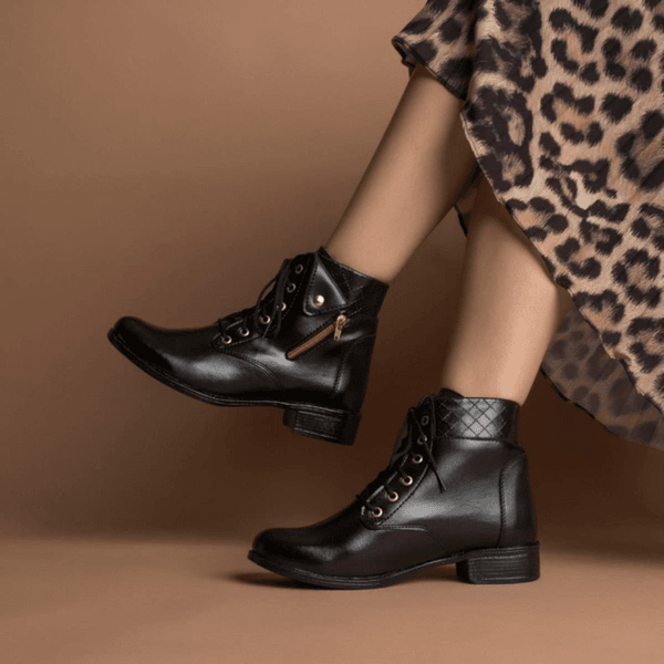 Bota Cano Curto Casual Coturno Macio Feminina dia a dia Preto