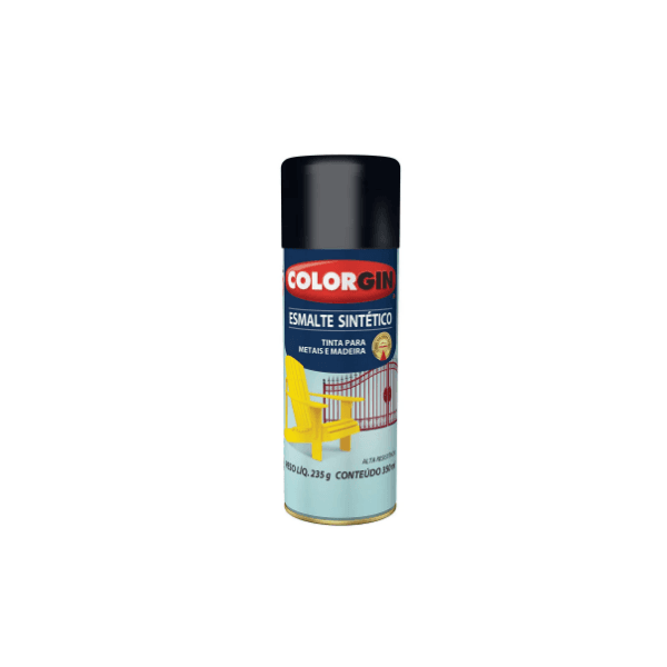 SPRAY COLORGIN ESMALTE SINT PRETO BRILHANTE 350ML - SHERWIN WILLIAMS