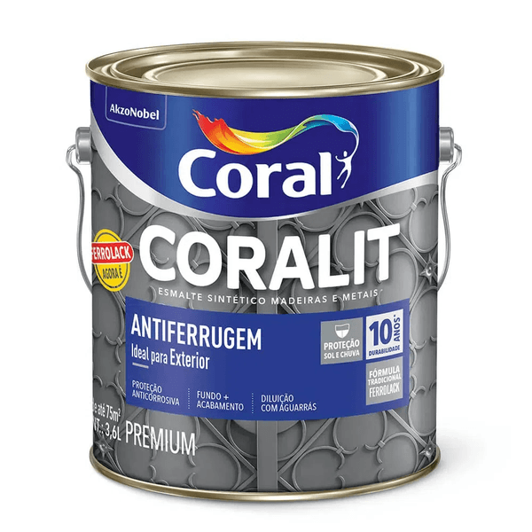 CORALIT ANTIFERRUGEM BRILHANTE PRETO 3,6L