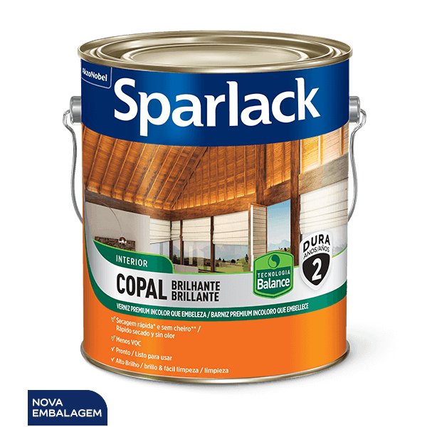 VERNIZ SPARLACK COPAL BRILHANTE BALANCE TRANSPARENTE 3,6L