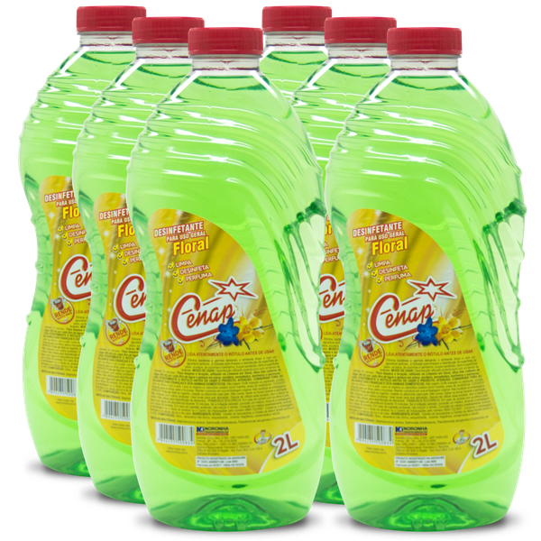 DESINFETANTE FLORAL CENAP 6X2 LITROS LOJA ( FARDO COM 6 UNIDADES COM 2 LITROS CADA )