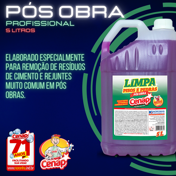 Limpa Pisos e Pedras PÓS OBRA acido Muriático 5 litros