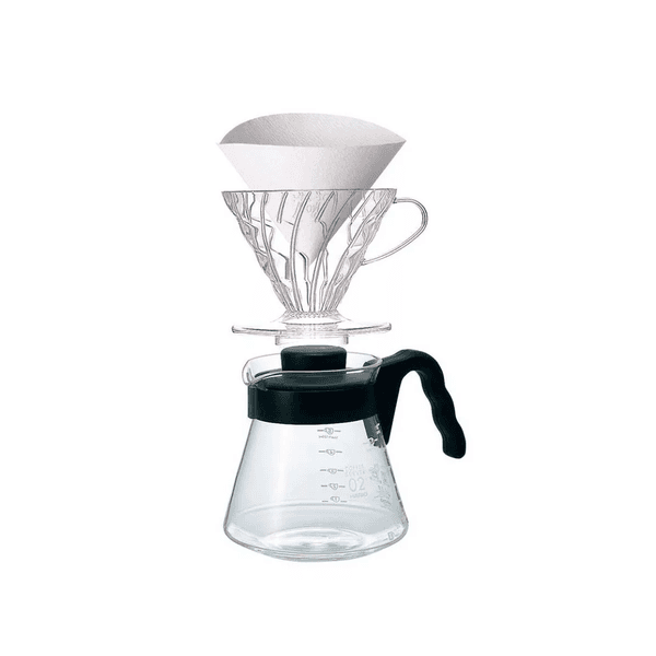 Cafeteira Hario V60 VCND-02 Manual Preta Acrílica, coador cônico para café filtrado de alta qualidade.