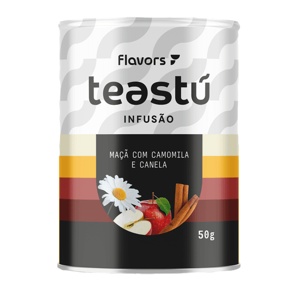 Chá de Maçã com Camomila e Canela 150g, infusão natural com sabor suave e propriedades relaxantes.