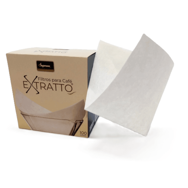 Filtro para Café Extratto Quadrado, compatível com Chemex, embalagem com 100 unidades.