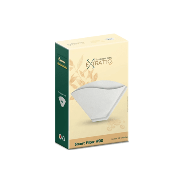 Filtro de Papel Smart 02 Extratto c/100 Unidades, ideal para café suave e equilibrado.