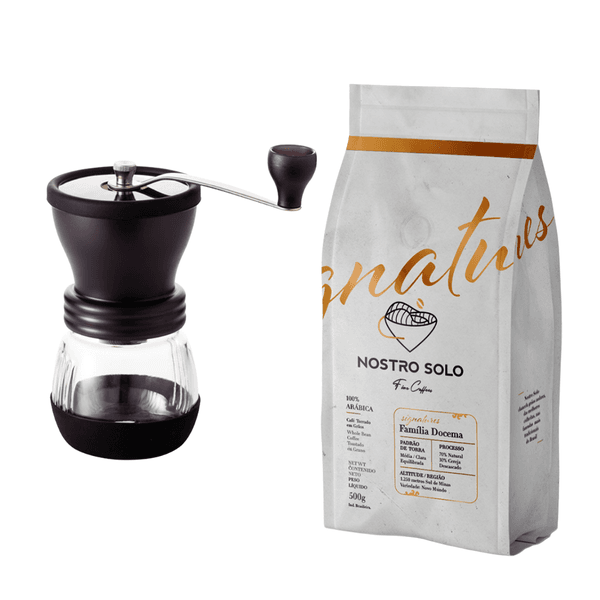 Moinho Manual Hario Skerton Plus e Café em Grãos