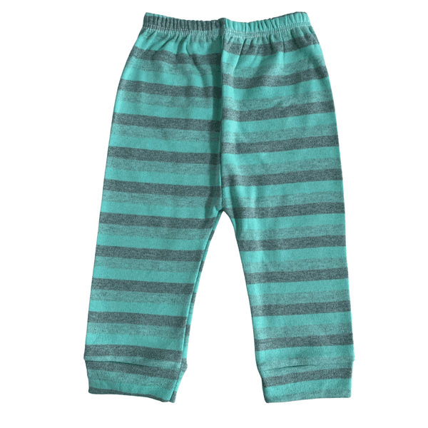 Calça bebê malha listras azul verde