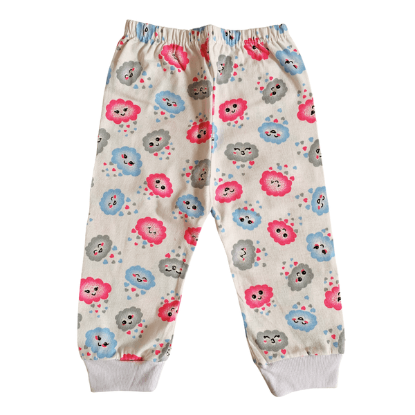 Calça bebê malha branca nuvens