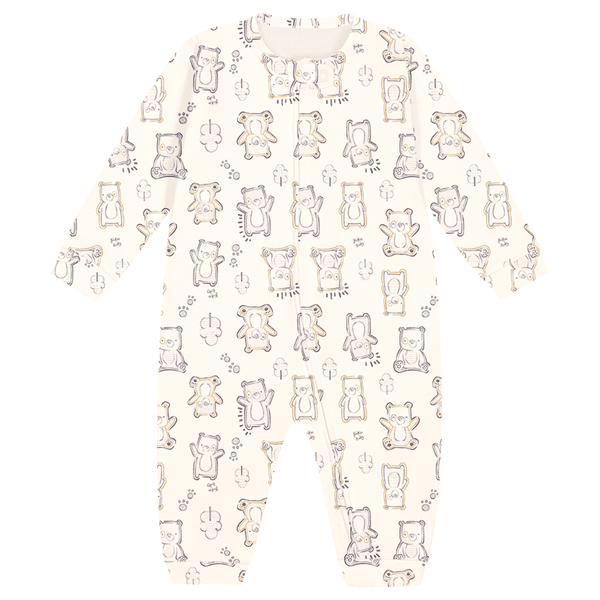 Macacão malha premium bege ursinhos Kiko Baby 