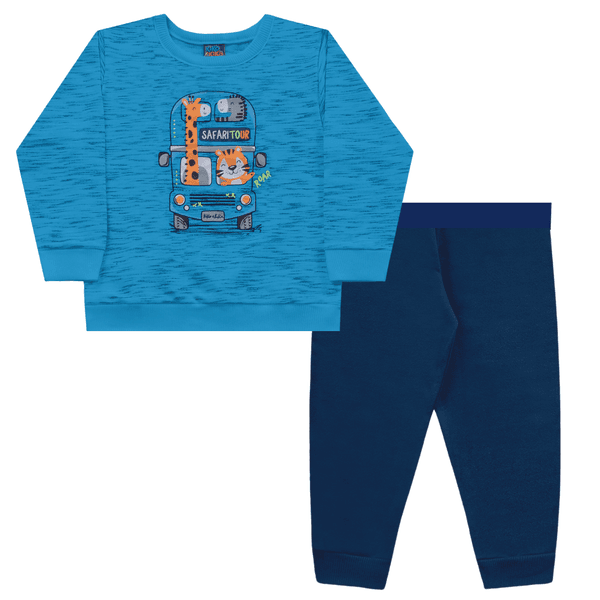 Conjunto moletom azul safari Kiko e Kika 