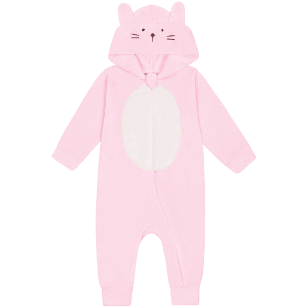 Macacão de pelo rosa coelhinho com capuz Kiko Baby 