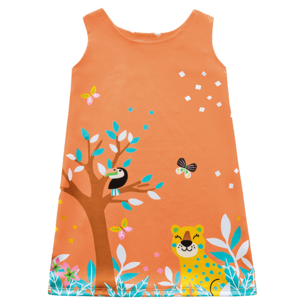 Vestido laranja bichinhos Kiko e Kika 