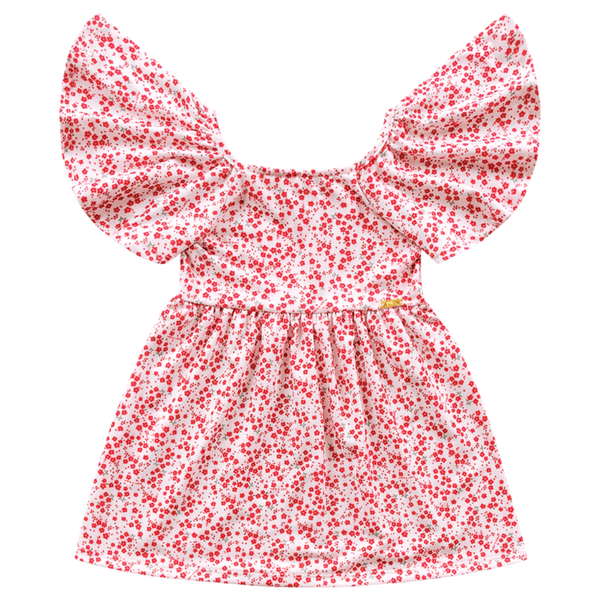 Vestido branco e vermelho floral Kiko e Kika 