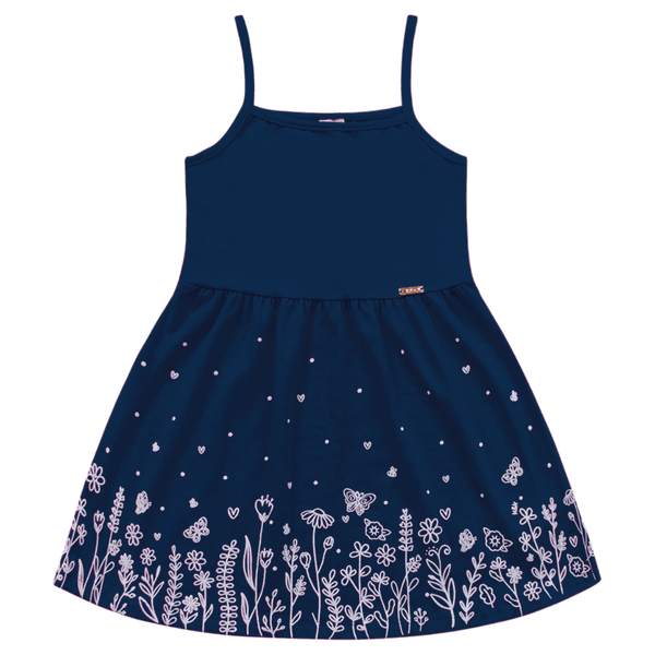 Vestido azul marinho flores Kiko e Kika 
