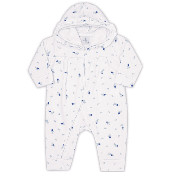 Macacão moletom peluciado branco floral com capuz Kiko Baby