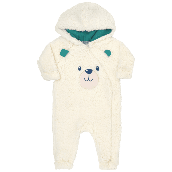Macacão de pelo off white ursinho com capuz Kiko Baby
