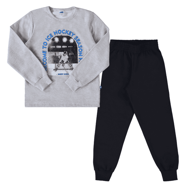 Conjunto moletom blusão mescla hockey e calça preta Marlan 