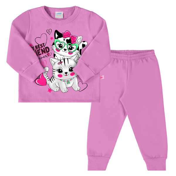 Conjunto moletom violeta gatinhas Marlan 