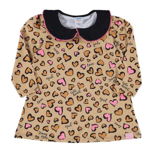 Vestido manga longa molecotton felpado bege oncinha Marlan