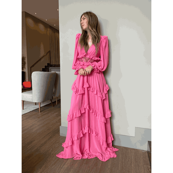 Vestido rosa tule bordado hotsell