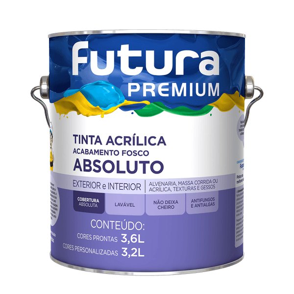Tinta Acrílica Fosco Premium Absoluto Futura 3,6l Cores