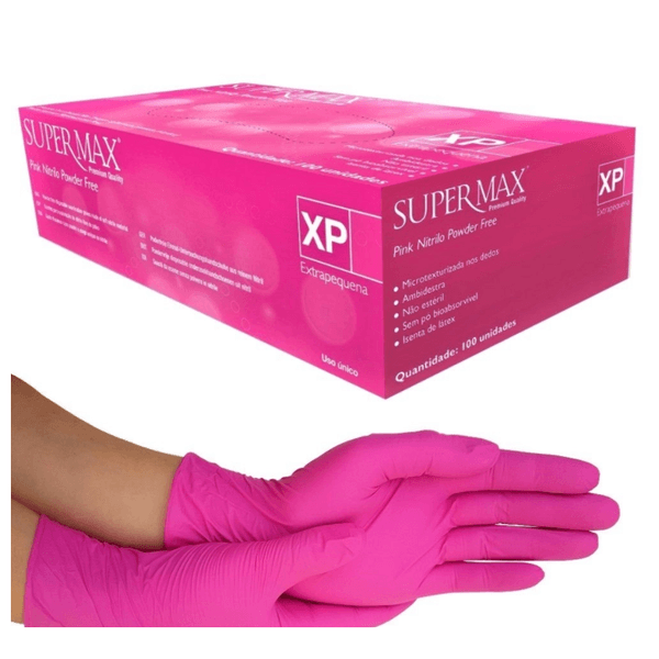 Luva Nitrilica Supermax Rosa Pink, Ortopedia São Lucas
