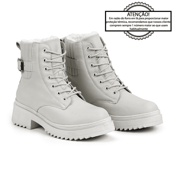 Bota Feminina de Inverno em Couro Forrada com L e Imperme vel a