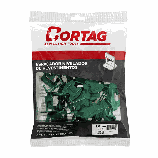 NIVELADOR/ESPAÇADOR 2MM ECO VERDE CORTAG 50 PEÇAS