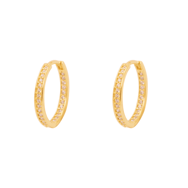 Brinco Argola G em Ouro 18K com Pedras de Zircônia