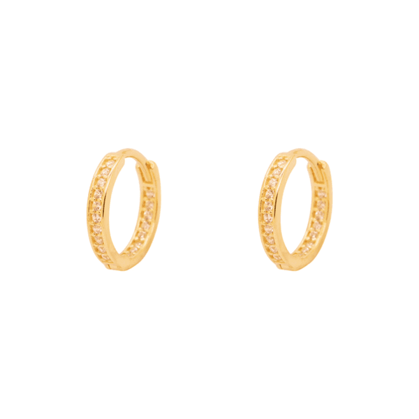 Brinco Argola M em Ouro 18K com Pedras de Zircônia 