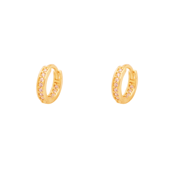 Brinco Argola P em Ouro 18K com Pedras de Zircônia 