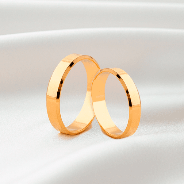 Par de Alianças Chanfradas em Ouro 18K - 3,5mm