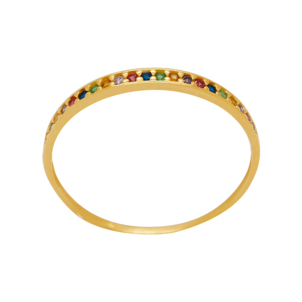 Anel Meia Aliança em Ouro 18K com Zircônias Coloridas