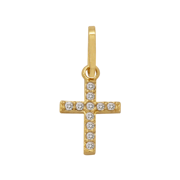 Pingente Cruz em Ouro 18K com Zircônias - 9mm